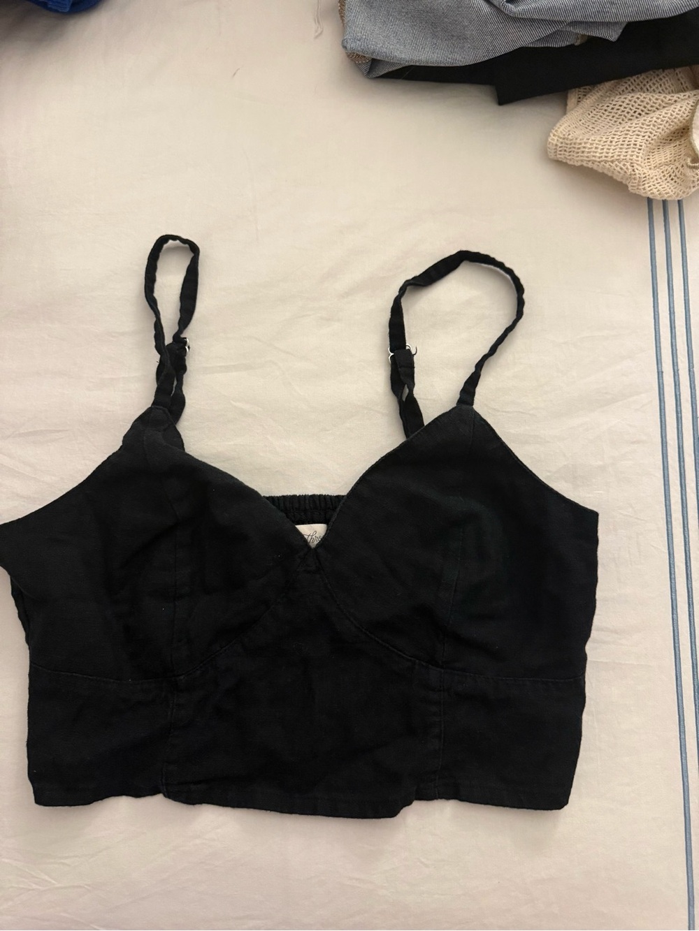 Black Cropped Bustier Cami Top